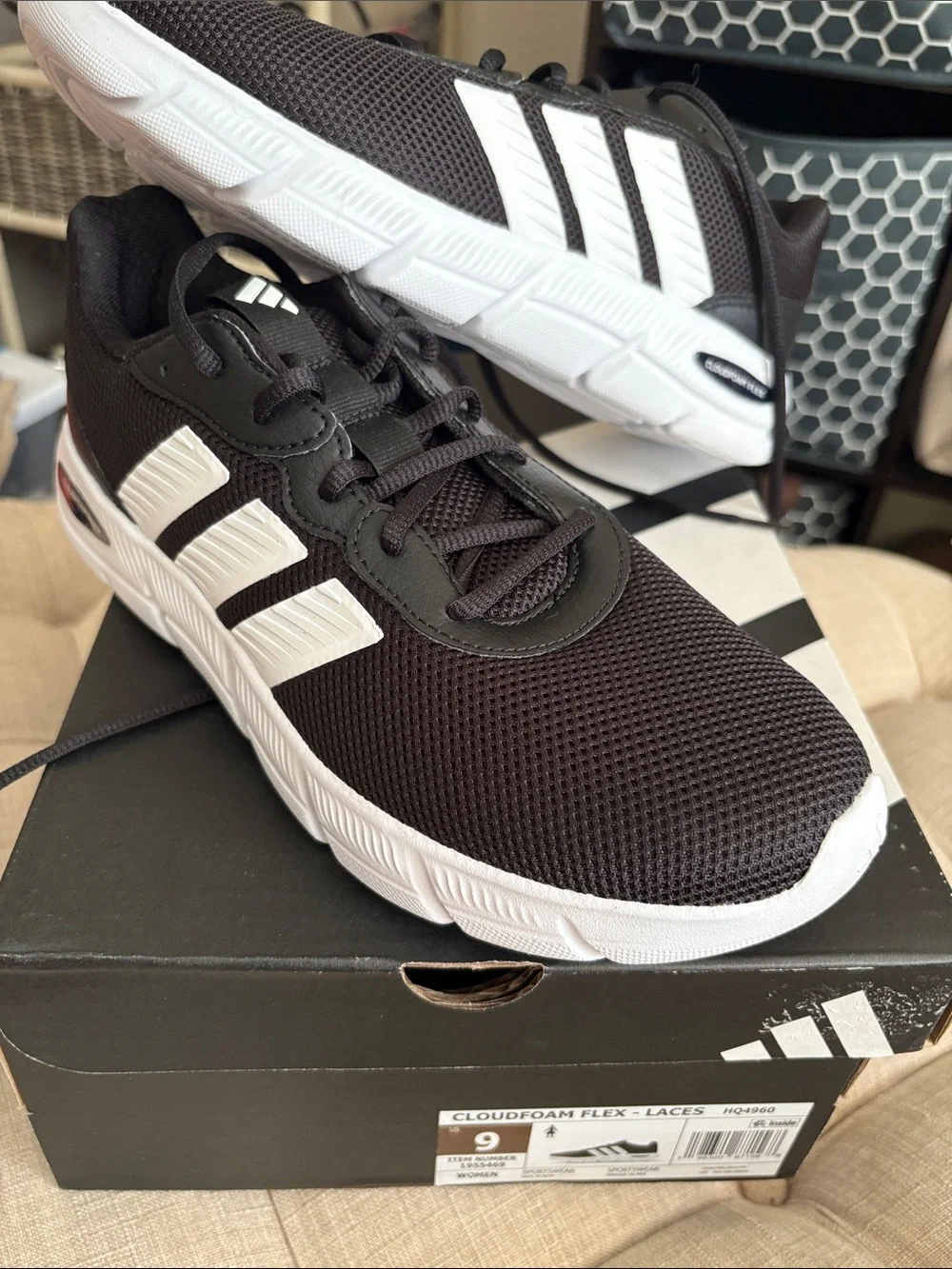 adidas Black and White Mesh Running Sneakers
